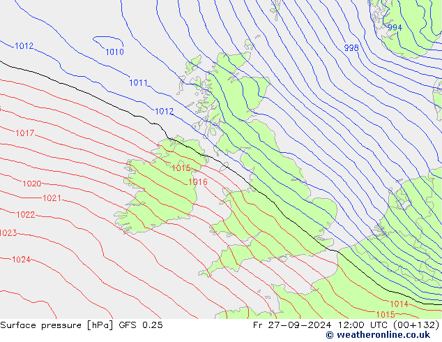 GFS 0.25: Pá 27.09.2024 12 UTC