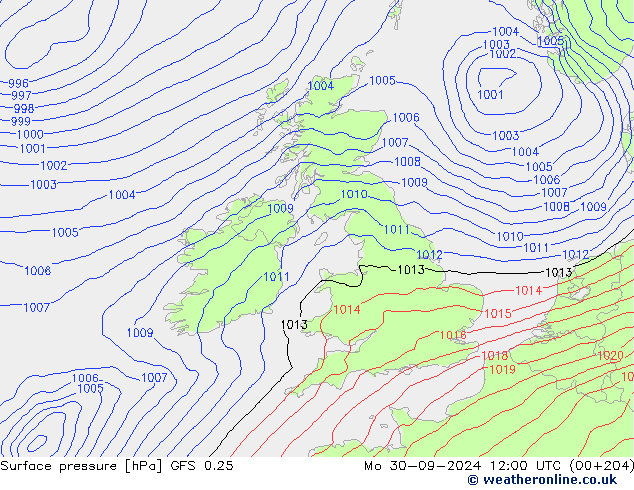 GFS 0.25: Pzt 30.09.2024 12 UTC