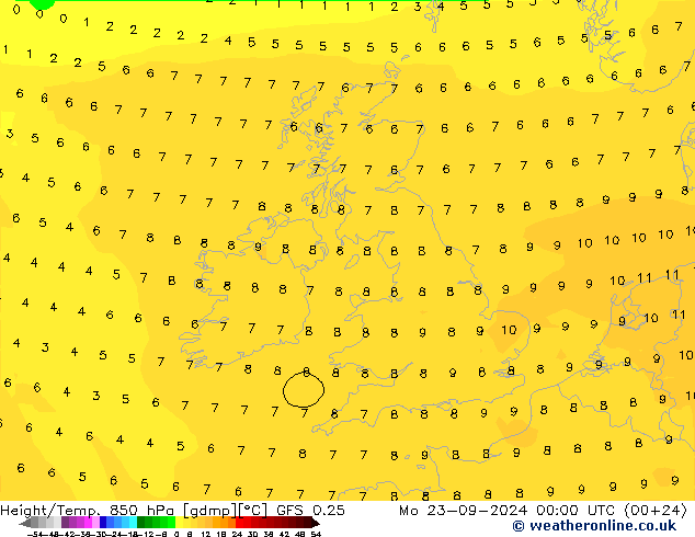 Z500/Rain (+SLP)/Z850 GFS 0.25 Mo 23.09.2024 00 UTC