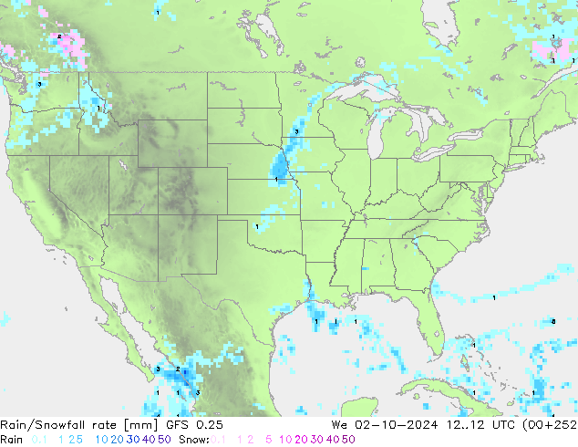 Regen/Sneeuwval GFS 0.25 wo 02.10.2024 12 UTC