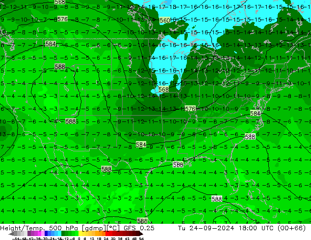 Z500/Rain (+SLP)/Z850 GFS 0.25 Út 24.09.2024 18 UTC