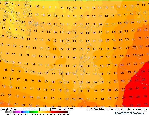 Z500/Rain (+SLP)/Z850 GFS 0.25 So 22.09.2024 06 UTC