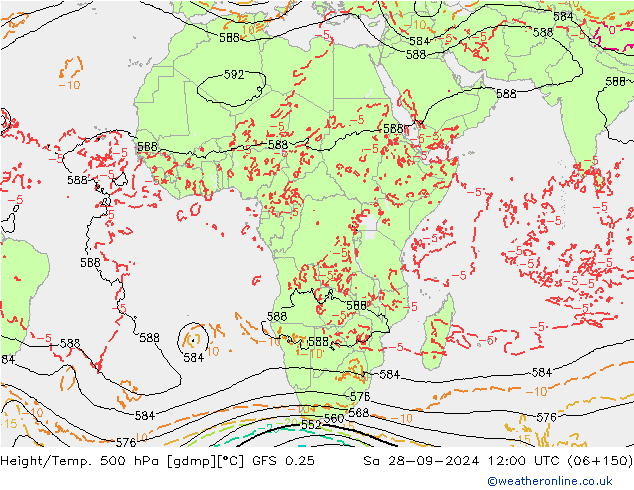 Z500/Rain (+SLP)/Z850 GFS 0.25 сб 28.09.2024 12 UTC