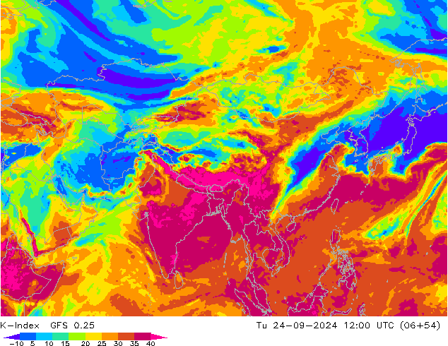 K-Index GFS 0.25 Út 24.09.2024 12 UTC