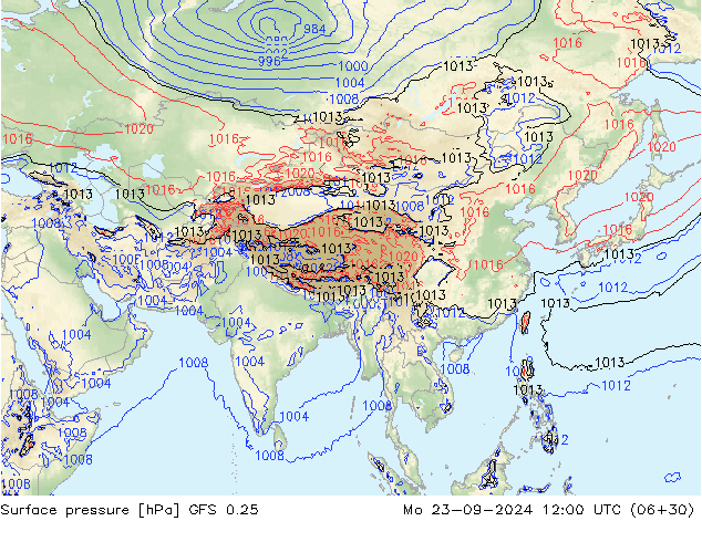 GFS 0.25: Po 23.09.2024 12 UTC