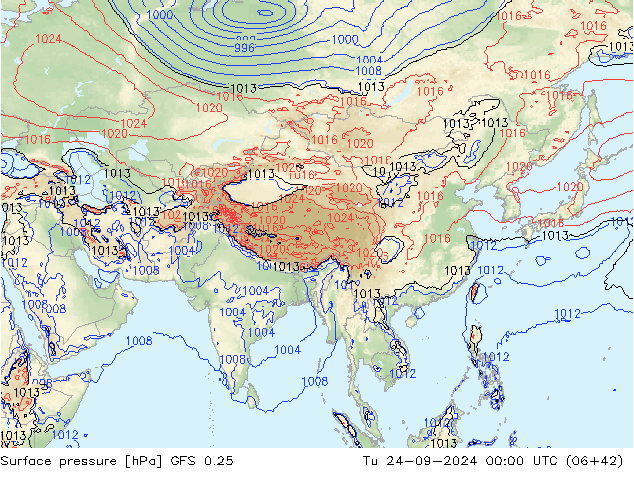 pressão do solo GFS 0.25 Ter 24.09.2024 00 UTC