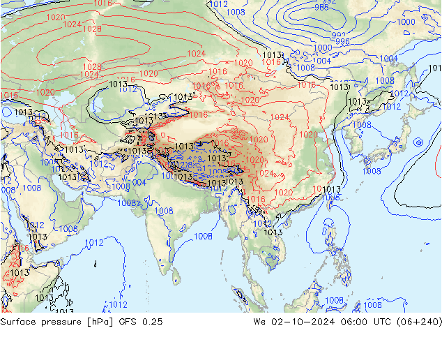 приземное давление GFS 0.25 ср 02.10.2024 06 UTC