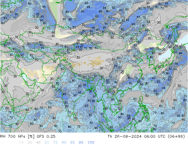 RH 700 hPa GFS 0.25 Qui 26.09.2024 06 UTC