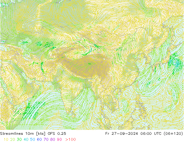 Rüzgar 10m GFS 0.25 Cu 27.09.2024 06 UTC