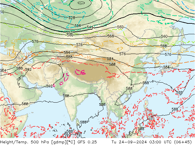 Z500/Rain (+SLP)/Z850 GFS 0.25 Ter 24.09.2024 03 UTC