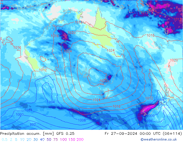 Precipitation accum. GFS 0.25 Fr 27.09.2024 00 UTC