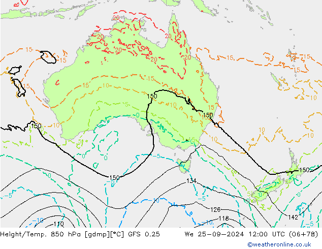 Z500/Rain (+SLP)/Z850 GFS 0.25 ср 25.09.2024 12 UTC