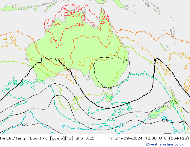 Z500/Rain (+SLP)/Z850 GFS 0.25 Fr 27.09.2024 12 UTC