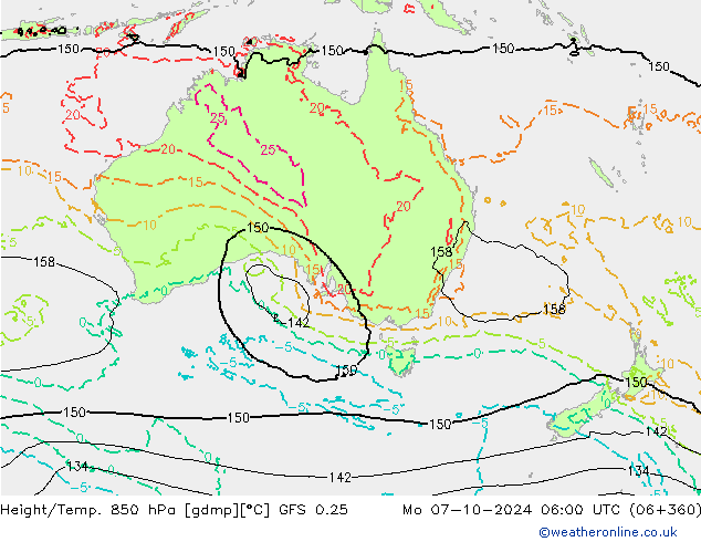 Z500/Rain (+SLP)/Z850 GFS 0.25 Po 07.10.2024 06 UTC