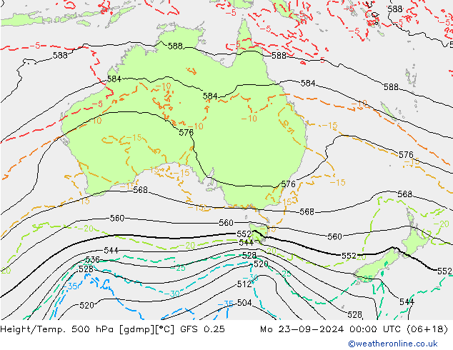 Z500/Rain (+SLP)/Z850 GFS 0.25 Mo 23.09.2024 00 UTC