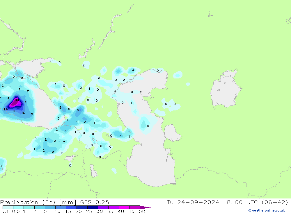 Z500/Rain (+SLP)/Z850 GFS 0.25 mar 24.09.2024 00 UTC