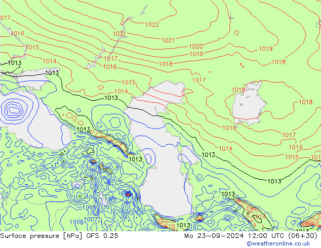 GFS 0.25: Seg 23.09.2024 12 UTC