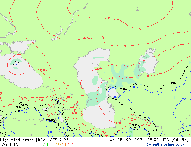 High wind areas GFS 0.25 ср 25.09.2024 18 UTC