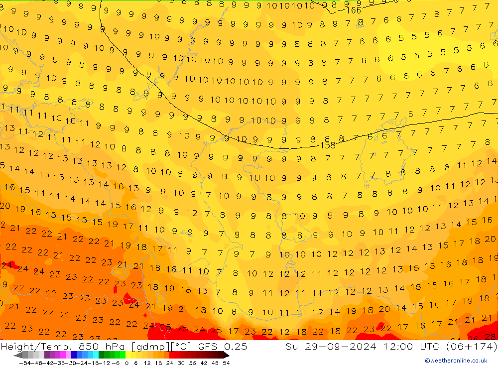 Z500/Rain (+SLP)/Z850 GFS 0.25 Su 29.09.2024 12 UTC