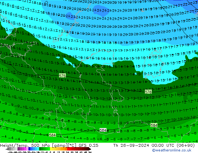 Z500/Rain (+SLP)/Z850 GFS 0.25 чт 26.09.2024 00 UTC