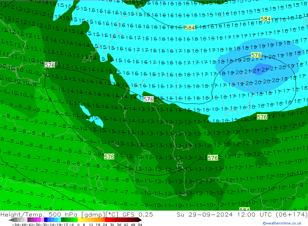 Z500/Rain (+SLP)/Z850 GFS 0.25 Su 29.09.2024 12 UTC