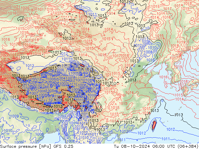 GFS 0.25: 星期二 08.10.2024 06 UTC