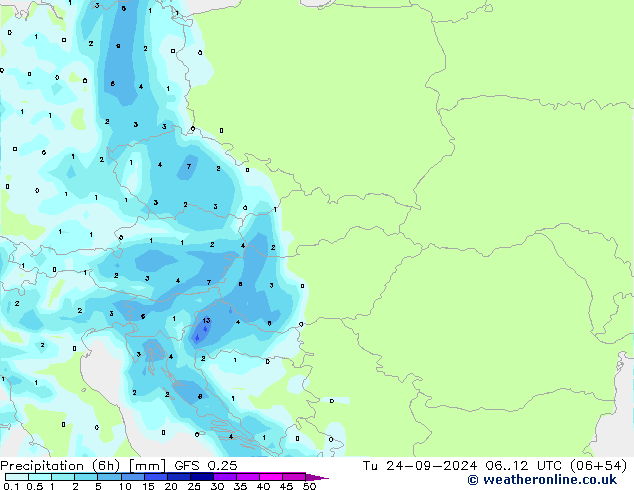 Z500/Rain (+SLP)/Z850 GFS 0.25 Út 24.09.2024 12 UTC