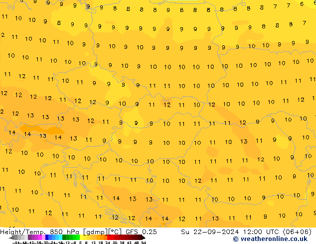 Z500/Rain (+SLP)/Z850 GFS 0.25 So 22.09.2024 12 UTC