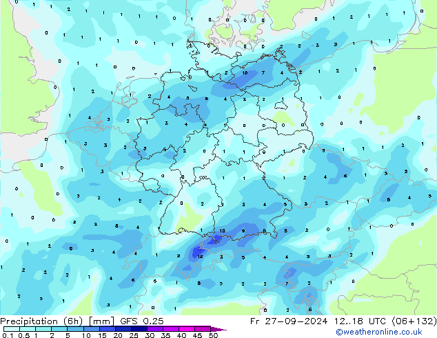 Z500/Rain (+SLP)/Z850 GFS 0.25 Sex 27.09.2024 18 UTC