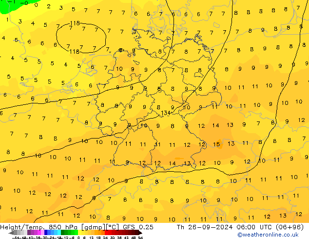 Z500/Rain (+SLP)/Z850 GFS 0.25 чт 26.09.2024 06 UTC