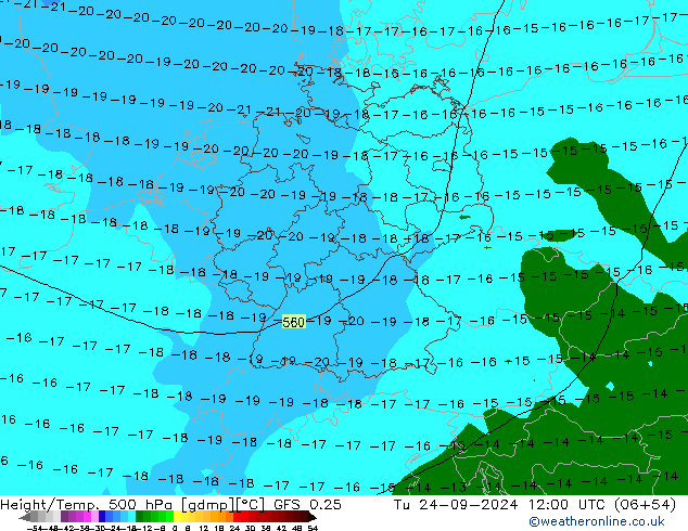 Z500/Rain (+SLP)/Z850 GFS 0.25 Di 24.09.2024 12 UTC