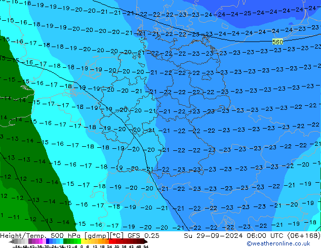 Z500/Yağmur (+YB)/Z850 GFS 0.25 Paz 29.09.2024 06 UTC