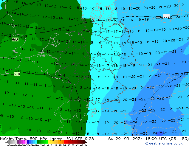 Z500/Rain (+SLP)/Z850 GFS 0.25 Su 29.09.2024 18 UTC