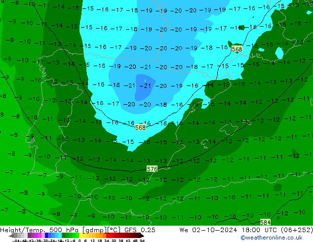 Z500/Regen(+SLP)/Z850 GFS 0.25 wo 02.10.2024 18 UTC