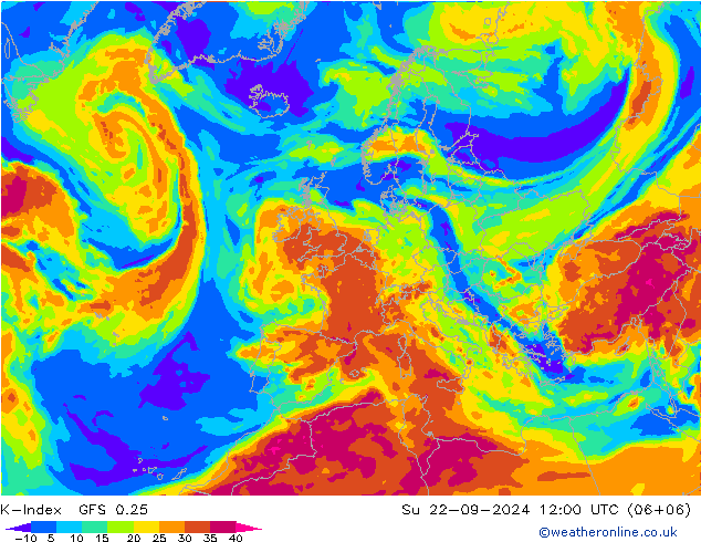 K-Index GFS 0.25 星期日 22.09.2024 12 UTC