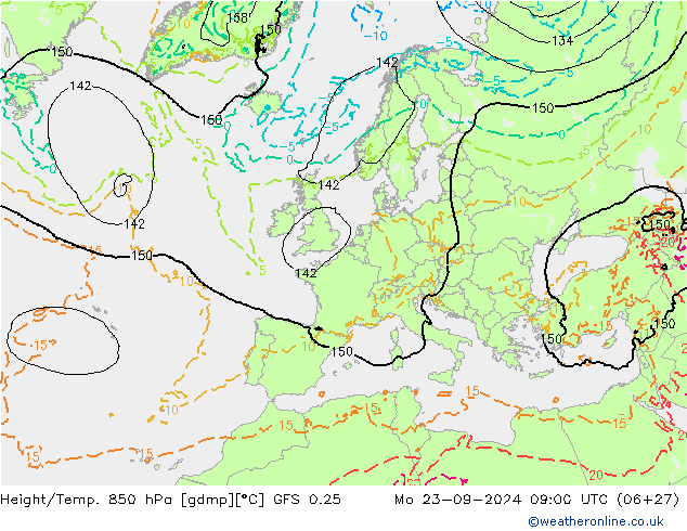 Z500/Rain (+SLP)/Z850 GFS 0.25 Mo 23.09.2024 09 UTC