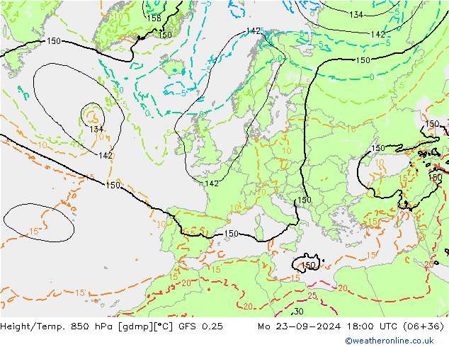 Z500/Rain (+SLP)/Z850 GFS 0.25 Mo 23.09.2024 18 UTC