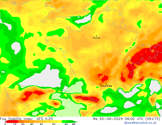 Fog Stability Index GFS 0.25 We 25.09.2024 06 UTC