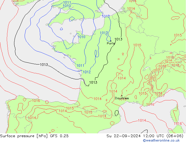 GFS 0.25: zo 22.09.2024 12 UTC