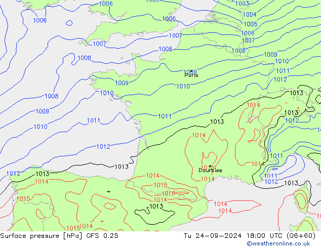 GFS 0.25: Tu 24.09.2024 18 UTC