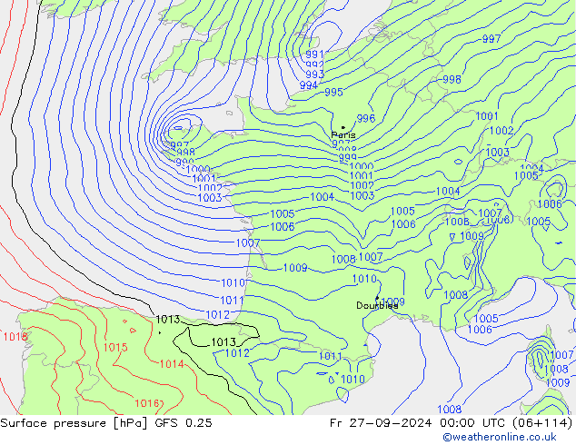 GFS 0.25: Fr 27.09.2024 00 UTC