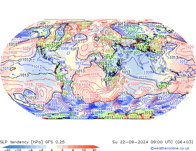 Y. Basıncı eğilimi GFS 0.25 Paz 22.09.2024 09 UTC