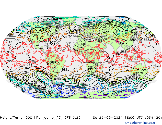 Z500/Rain (+SLP)/Z850 GFS 0.25 Su 29.09.2024 18 UTC