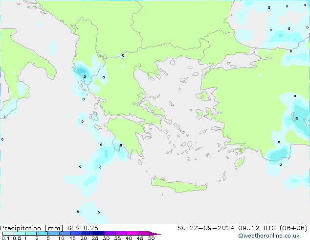 Niederschlag GFS 0.25 So 22.09.2024 12 UTC