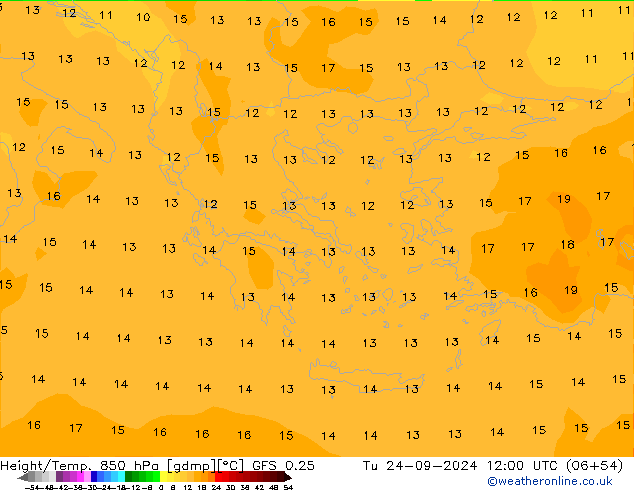 Height/Temp. 850 hPa GFS 0.25 Tu 24.09.2024 12 UTC