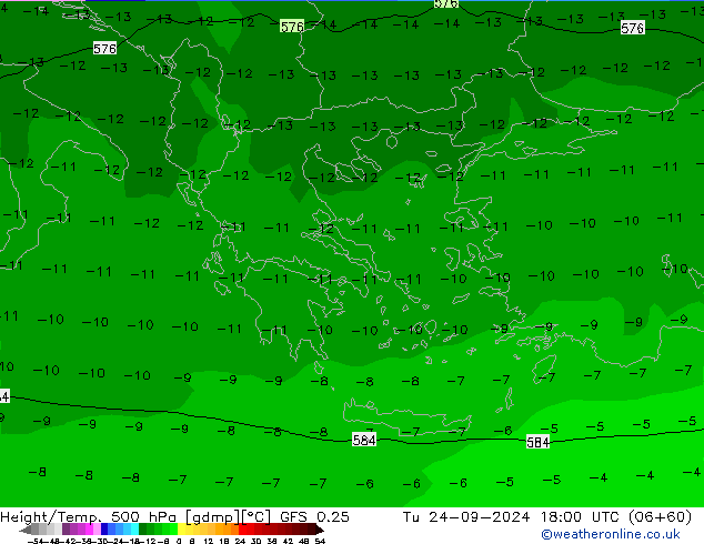 Z500/Rain (+SLP)/Z850 GFS 0.25 Di 24.09.2024 18 UTC