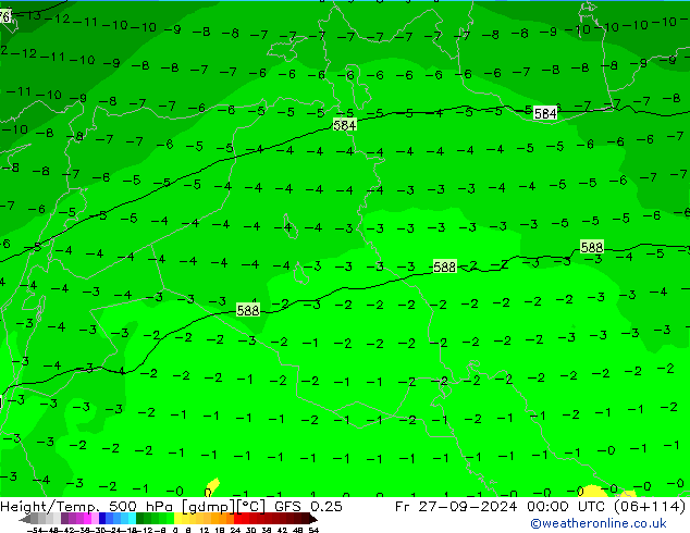 Z500/Rain (+SLP)/Z850 GFS 0.25 пт 27.09.2024 00 UTC