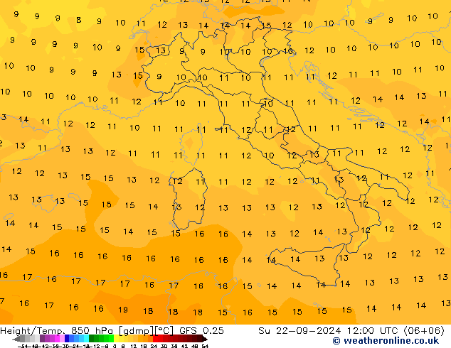 Z500/Rain (+SLP)/Z850 GFS 0.25 So 22.09.2024 12 UTC