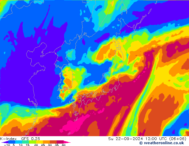 K-Index GFS 0.25 Dom 22.09.2024 12 UTC