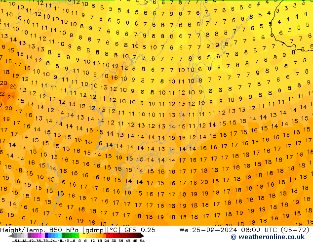 Z500/Regen(+SLP)/Z850 GFS 0.25 wo 25.09.2024 06 UTC